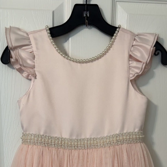 COUTURE PRINCESS Elegant Pink Kids Dress with Pearl Accents - Picture 8 of 13
